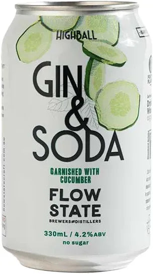 Flowstate Brewers and Distillers Highball Gin & Soda with Cucumber 330ml-Pre-Mixed Drinks-Flowstate Brewers and Distillers-[afterpay_alcohol_delivery]-[buy_spirits_online]-[buy_wine_online]-Barrel & Batch