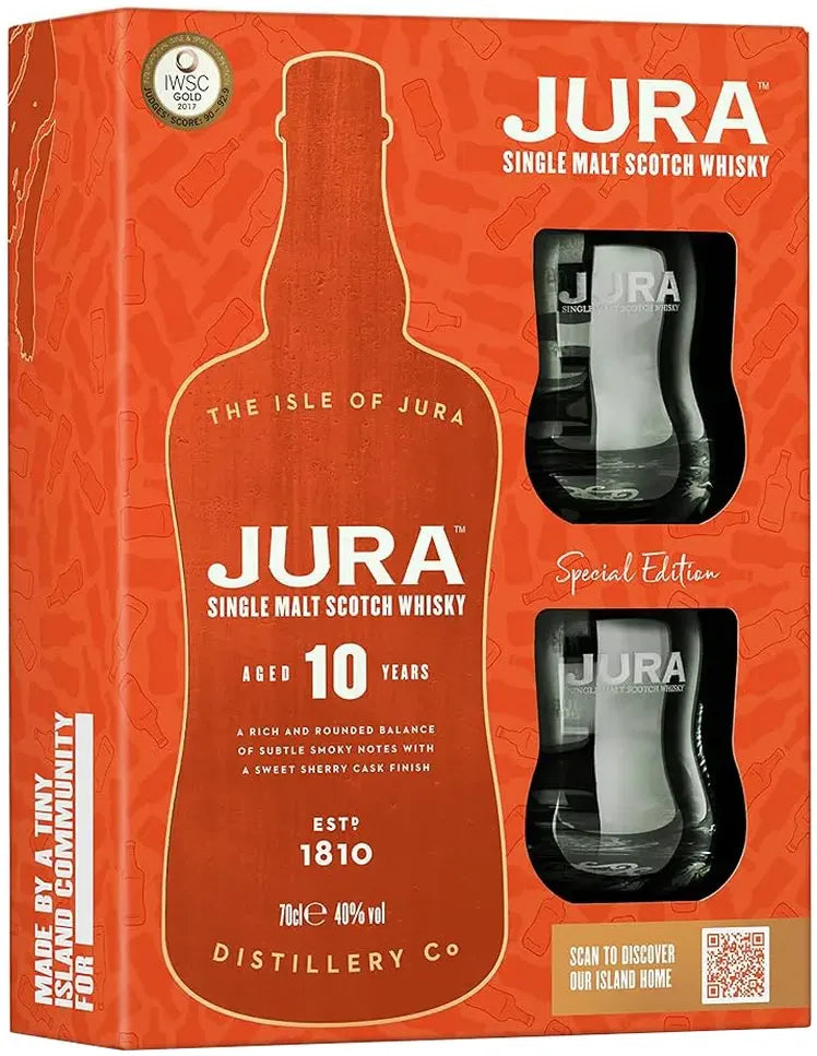 Isle Of Jura 10 Year Old Glass Gift Pack 700ml-Spirits-Isle Of Jura-[afterpay_alcohol_delivery]-[buy_spirits_online]-[buy_wine_online]-Barrel & Batch