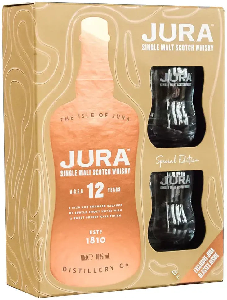 Isle Of Jura 12 Year Old Glass Gift Pack 700ml-Spirits-Isle Of Jura-[afterpay_alcohol_delivery]-[buy_spirits_online]-[buy_wine_online]-Barrel & Batch