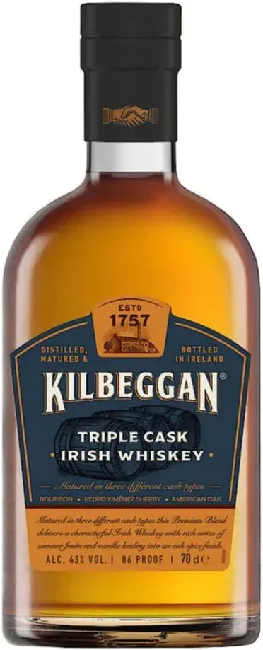 Kilbeggan Triple Cask Irish Whiskey 700ml-Spirits-Kilbeggan-[afterpay_alcohol_delivery]-[buy_spirits_online]-[buy_wine_online]-Barrel & Batch