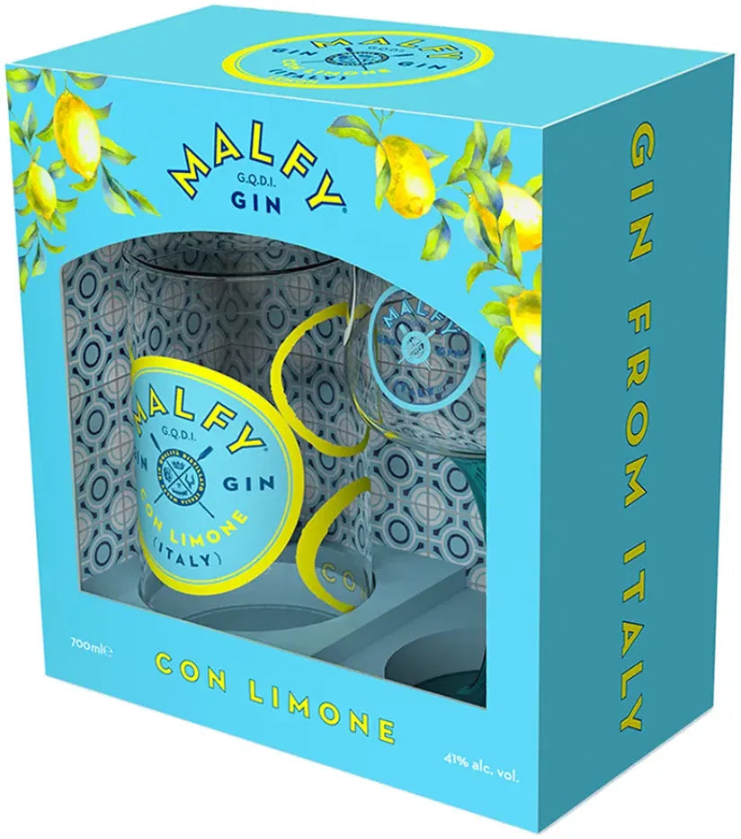 Malfy Gin Limone & Copa Glass Gift Pack 700ml-Spirits-Malfy-[afterpay_alcohol_delivery]-[buy_spirits_online]-[buy_wine_online]-Barrel & Batch