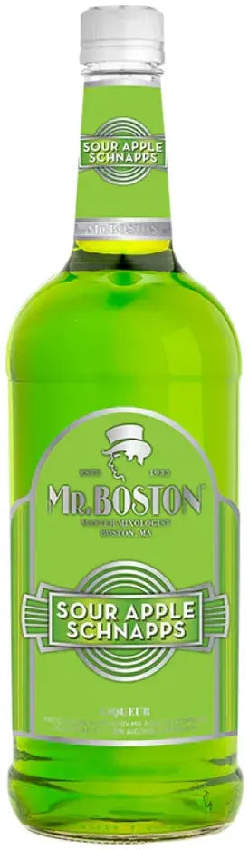 Mr Boston Sour Apple Schnapps 1L-Spirits-Mr Boston-[afterpay_alcohol_delivery]-[buy_spirits_online]-[buy_wine_online]-Barrel & Batch