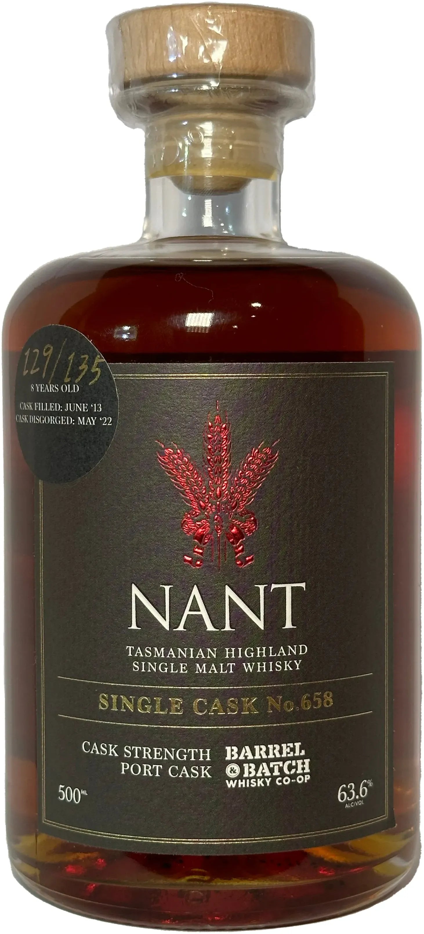 Nant 8 Year Old Cask Strength Single Cask 658 Port Cask Single Malt Whisky 500ml-Spirits-Nant-[afterpay_alcohol_delivery]-[buy_spirits_online]-[buy_wine_online]-Barrel & Batch