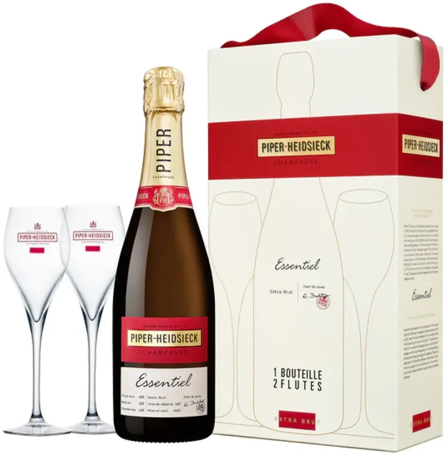 Piper Heidsieck Essentiel Brut Champagne & Glasses Gift Pack 750ml-Wine-Piper-Heidsieck-[afterpay_alcohol_delivery]-[buy_spirits_online]-[buy_wine_online]-Barrel & Batch