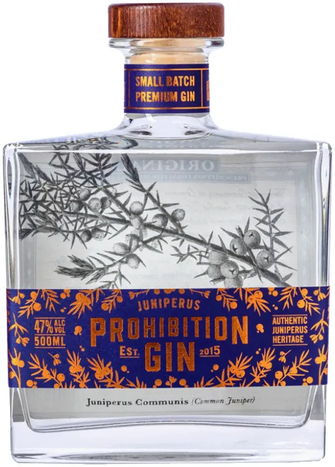 Prohibition Juniperus Gin 500ml-Spirits-Prohibition-[afterpay_alcohol_delivery]-[buy_spirits_online]-[buy_wine_online]-Barrel & Batch