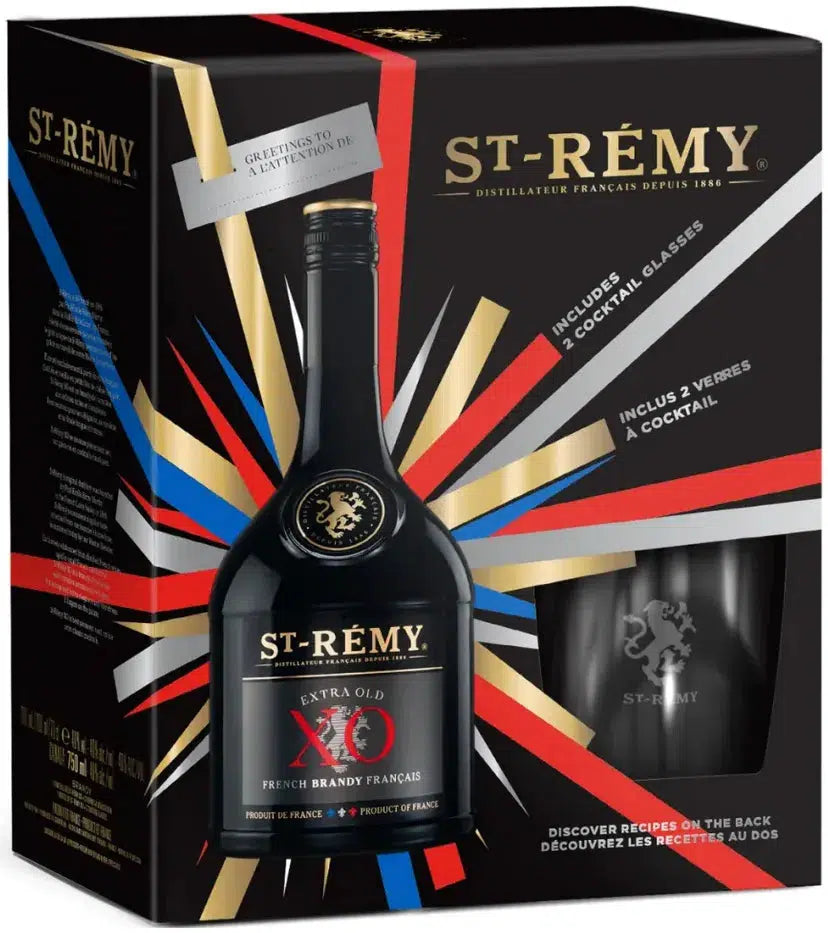 St Remy XO French Brandy + 2 Glasses Gift Pack 750ml-Spirits-St Remy-[afterpay_alcohol_delivery]-[buy_spirits_online]-[buy_wine_online]-Barrel & Batch