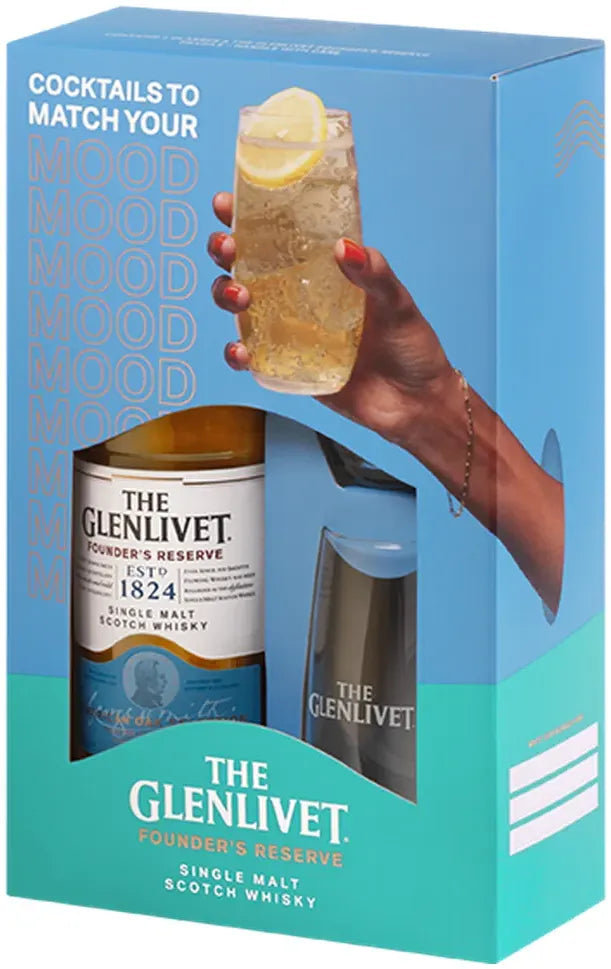 The Glenlivet Founders Reserve Scotch Whisky & 2 Glass Gift Pack 700ml-Spirits-The Glenlivet-[afterpay_alcohol_delivery]-[buy_spirits_online]-[buy_wine_online]-Barrel & Batch