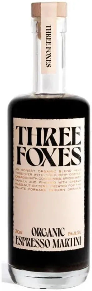 Three Foxes Organic Espresso Martini 700ml-Spirits-Three Foxes-[afterpay_alcohol_delivery]-[buy_spirits_online]-[buy_wine_online]-Barrel & Batch