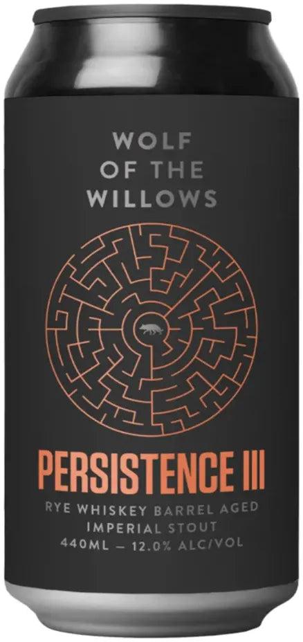 Wolf Of The Willows Persistence III Rye Whisky BA Imperial Stout 440ml-Beer-Wolf Of The Willows-[afterpay_alcohol_delivery]-[buy_spirits_online]-[buy_wine_online]-Barrel & Batch